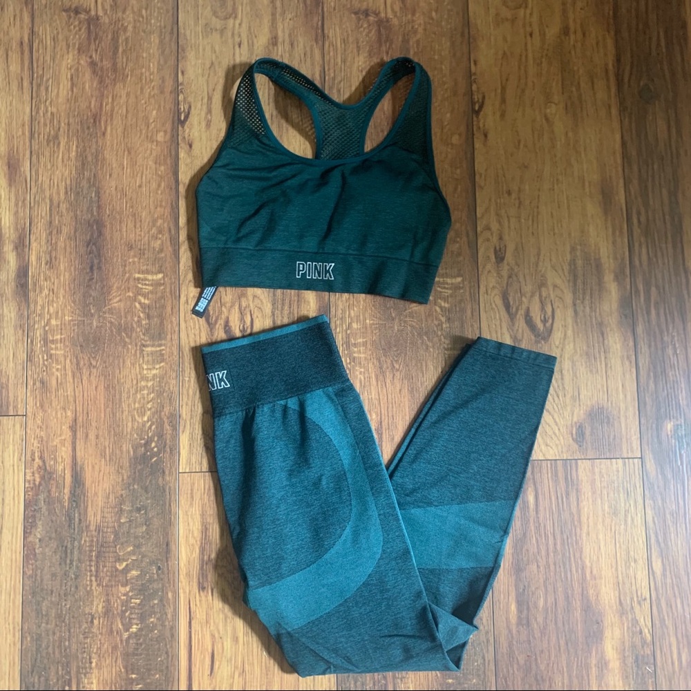 VS PINK hunter green sports bra/legging